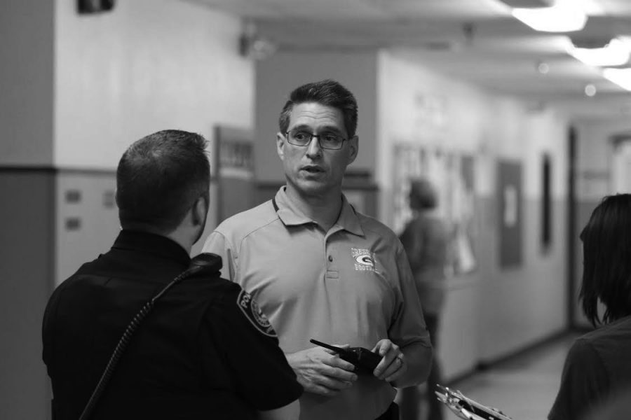 Officer Dave Hickey & Principal John Koch, discussing the situation they were in, the day of the school shooting threat