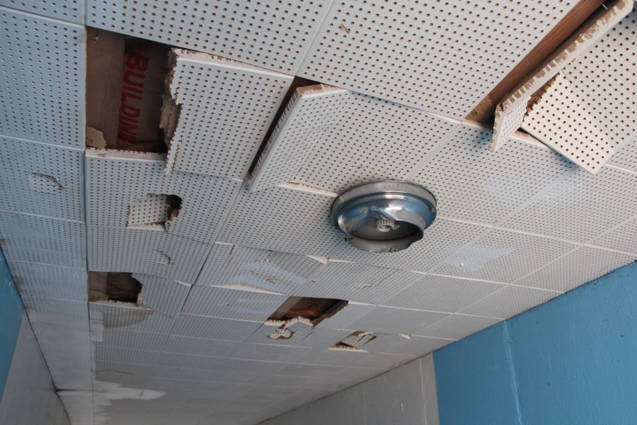 Part of the school’s ceiling is beginning to fall down and is in dire need of repair.
