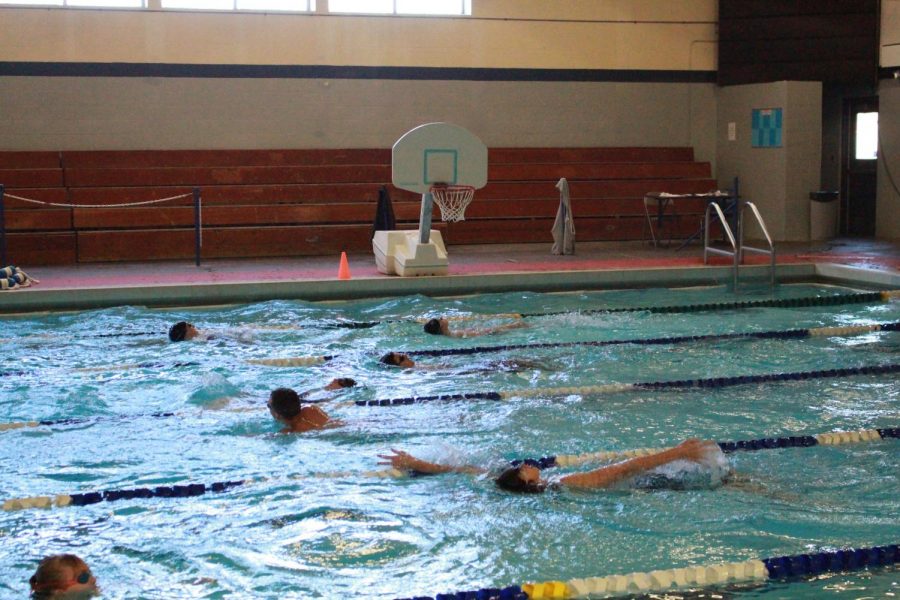 Swim team practicing