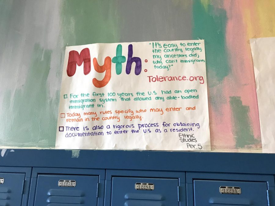 One of the posters placed around the school by the ethnic studies class.