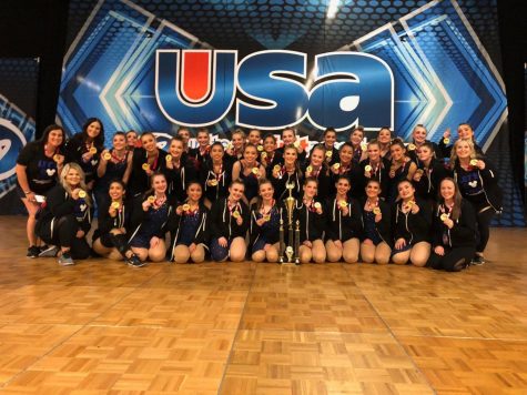 Dance team and coaches at nationals