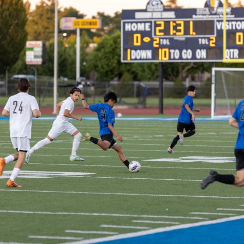 The GHS Boys Soccer team on offence during a home game.